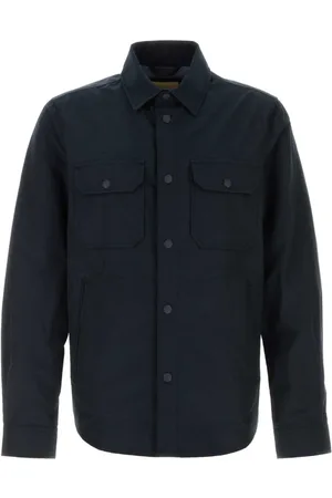 Woolrich Overhemden, Heren, Blauw, S, Katoen, Navy Cotton Blend Blazers Vests