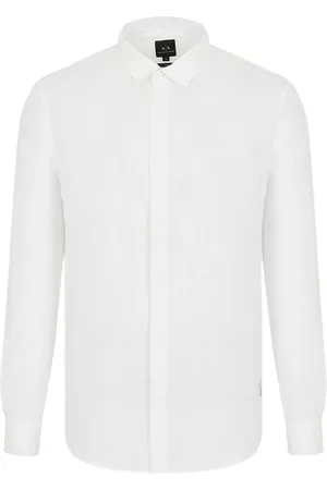 Emporio Armani Overhemden, Heren, Wit, L, Linnen, Illusion Shirt