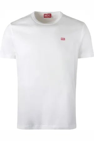 Diesel Tops, Heren, Wit, L, Katoen, Katoenen T-shirt met ronde hals
