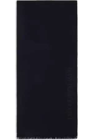 Emporio Armani Accessoires, Heren, Blauw, ONE Size, Wol, Logo Jacquard wollen sjaal