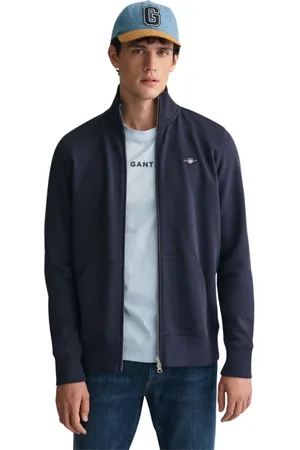 GANT Jassen, Heren, Blauw, M, Katoen, Sweatshirt Shield met rits