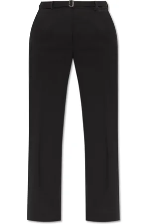 Lanvin Broeken, Dames, Zwart, S, Wol, Wollen broek met stiksels op de pijpen