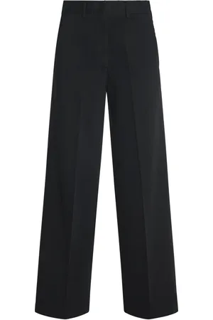 FORTE FORTE Broeken, Dames, Zwart, M, Wol, Elegante Wijde Broek