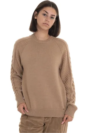 FAY Truien, Dames, Bruin, M, Wol, Rondgebreide Trui