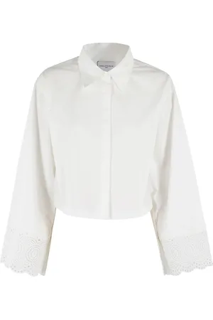Isabelle Blanche Blouses & Shirts, Dames, Wit, XS, Katoen, Egret Overhemd met lange mouwen en knopen