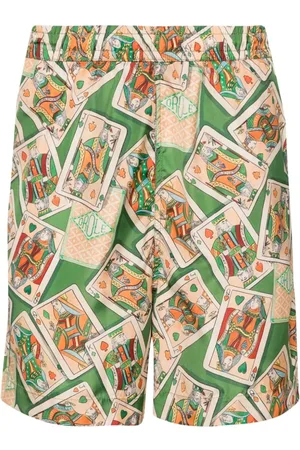 Drôle de Monsieur Badkleding, Heren, Veelkleurig, S, Katoen, Jeu De Cartes Zwemshorts met Elastische Tailleband