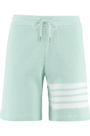 Thom Browne Korte broeken, Dames, Groen, S, Katoen, Katoenen shorts met tricolor en gestreept detail