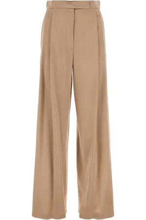 Max Mara Broeken, Dames, Roze, M, Satijn, Antiqued silk satin Fiesta wide-leg pantalon
