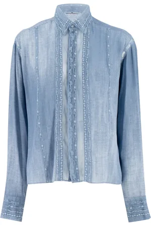 ERMANNO SCERVINO Blouses & Shirts, Dames, Blauw, S, Denim, Vintage Lace Shirt