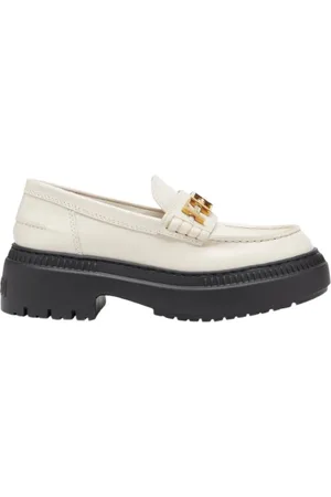 Fendi Schoenen, Dames, Wit, 40 1/2 EU, Leer, Elegante witte leren loafers