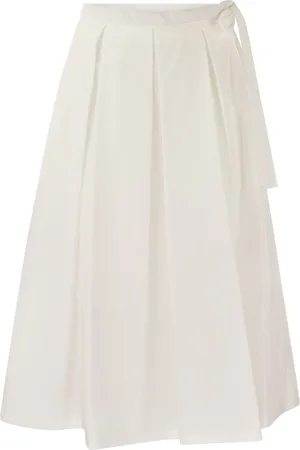 Max Mara Rokken, Dames, Wit, L, Katoen, Donata Geplooide Rok van Katoen Poplin