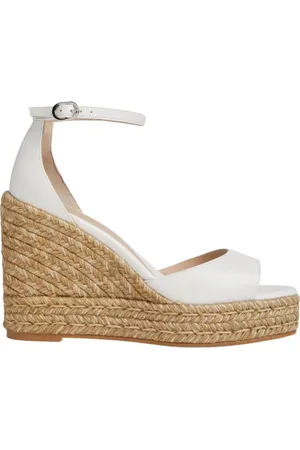Stuart Weitzman Schoenen, Dames, Wit, 40 EU, Jute, Nudistcurve Espadrille Wedge