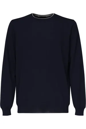 FAY Truien, Heren, Blauw, S, Katoen, Katoenen Gebreide Trui met Ronde Hals