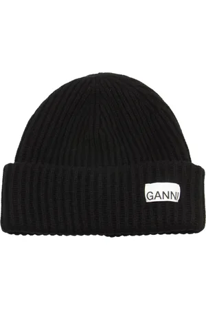 Ganni Accessoires, Dames, Zwart, ONE Size, Wol, Stijlvolle Beanie