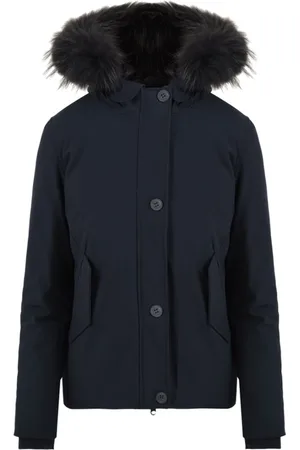 Bomboogie Jassen, Dames, Blauw, S, Leer, Stijlvolle Nachtblauwe Jas