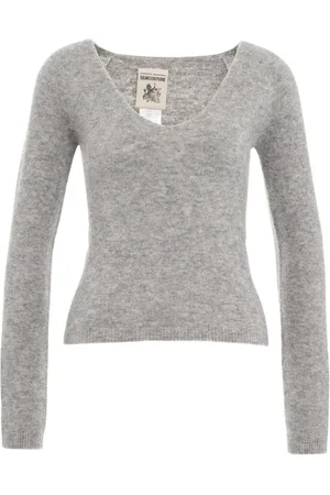 SEMICOUTURE Truien, Dames, Grijs, L, Wol, V-hals Truien