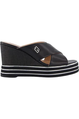 Liu Jo Schoenen, Dames, Zwart, 38 EU, Leer, Karen 03 Wedge Sandalen
