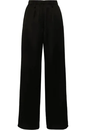 FORTE FORTE Broeken, Dames, Zwart, M, Wol, Wijde Pijpen Viscose Wollen Broek