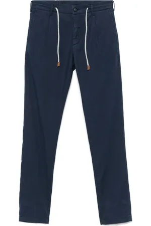 ELEVENTY Broeken, Heren, Blauw, W34, Katoen, Katoenen broek met trekkoord en zakken