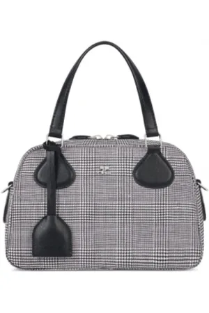 Courrèges Tassen, Dames, Grijs, ONE Size, Leer, Prince of Wales Bowlingtas
