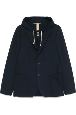 ELEVENTY Jassen, Heren, Blauw, L, Katoen, Katoenen Jas met Capuchon en Afneembare Capuchon