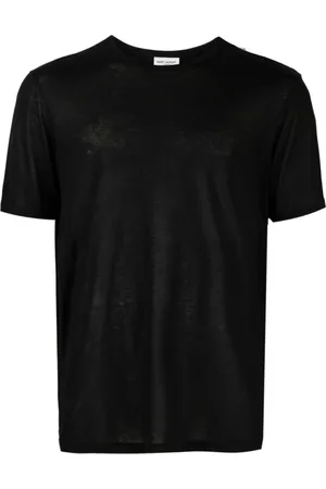 Saint Laurent Tops, Heren, Zwart, M, Ronde hals T-shirt in zwart
