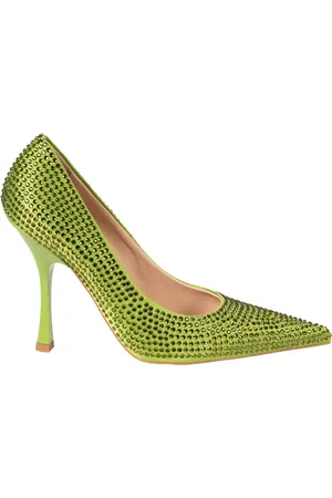 Liu Jo Schoenen, Dames, Groen, 36 EU, Satijn, Satijnen Stiletto`s met Sprankelende Details