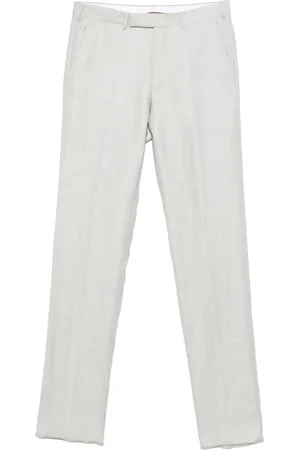Ermenegildo Zegna Broeken, Heren, Grijs, M, Wol, Wollen linnen broek met zakken