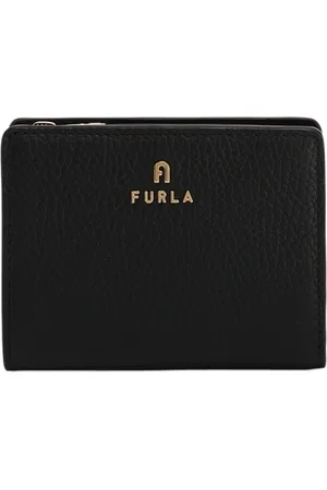 Furla Accessoires, Dames, Zwart, ONE Size, Leer, Compacte leren portemonnee met kaartsleuven en muntvak
