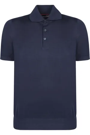 Brunello Cucinelli Tops, Heren, Blauw, S, Katoen, Blauw Polo Shirt Casual Stijl