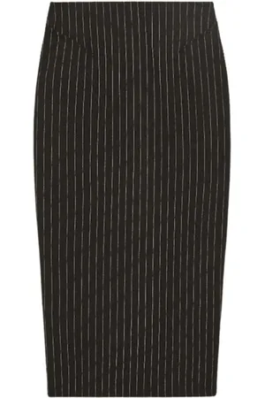 Patrizia Pepe Rokken, Dames, Zwart, M, Polyester, Klassieke Elegante Midi Rok met Zijsplit
