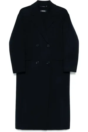 Max Mara Mantels, Dames, Blauw, M, Wol, Blauwe Nacht Favola Jas