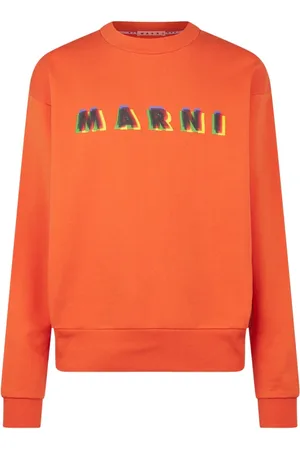 Marni Sweatshirts & Hoodies, Heren, Oranje, L, Katoen, Sweatshirt met logo-opdruk