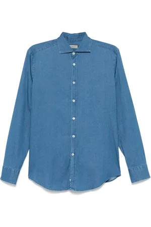 CANALI Overhemden, Heren, Blauw, L, Katoen, Katoenen overhemd met elastaan