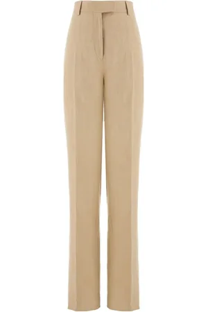 Salvatore Ferragamo Broeken, Dames, Bruin, S, Leer, Wijde broek