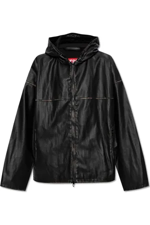 Diesel Jassen, Heren, Zwart, L, Leer, Jacket J-Antil