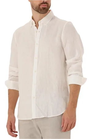 Scotch&Soda Overhemden, Heren, Wit, XL, Linnen, Linnen Overhemd LS Button-D