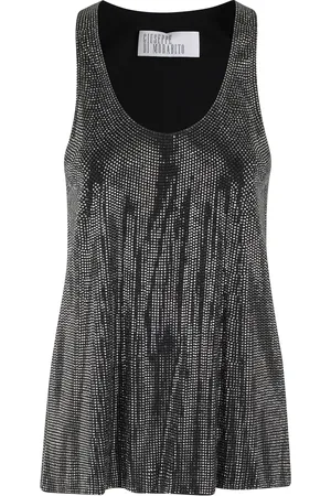 GIUSEPPE DI MORABITO Tops, Dames, Zwart, XS, Zwarte mouwloze top met ronde hals