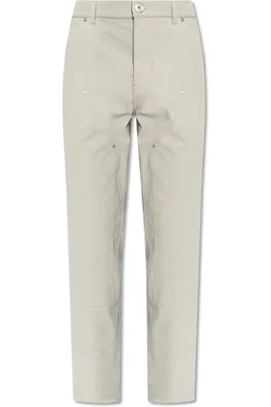 Salvatore Ferragamo Broeken, Heren, Grijs, M, Katoen, Rechttoe-rechtaan broek met dubbele kniestukken