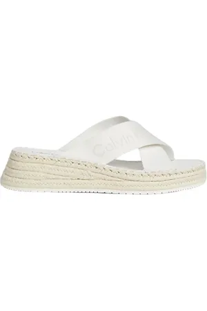 Calvin Klein Schoenen, Dames, , 38 EU, Jute, Slippers met gevlochten zool van jute