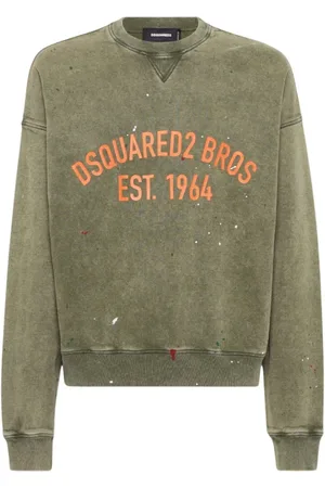 Dsquared2 Sweatshirts & Hoodies, Heren, Groen, L, Katoen, Marble Dyed Vanish Spot Cypro Fit Sweatshirt