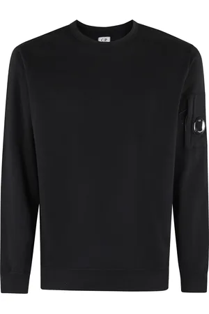 C.P. Company Sweatshirts & Hoodies, Heren, Zwart, L, Comfortabele Fleece Crew Neck Sweater