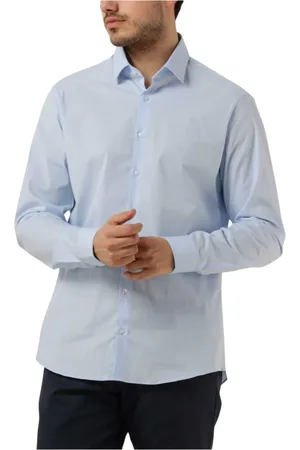 Calvin Klein Overhemden, Heren, Blauw, 3Xl, Slim Stretch Poplin Overhemd
