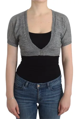 ERMANNO SCERVINO Truien, Dames, Grijs, S, Wol, Lingerie Knit Grijze Bolero Sweater Cardigan