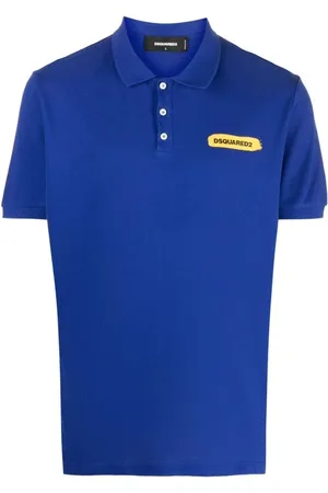 Dsquared2 Tops, Heren, Blauw, M, Katoen, Stijlvol Logo Poloshirt
