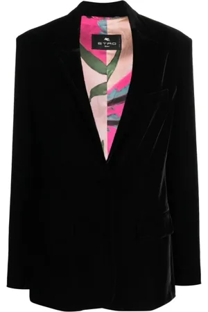 Etro Jassen, Dames, Zwart, M, Single-Breasted Velvet Blazer