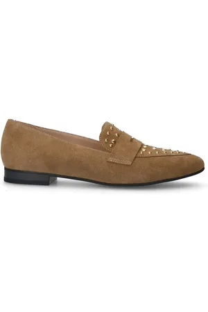 Manfield Schoenen, Dames, , 41 EU, Suède, Fluwelen Loafers met Gouden Studs