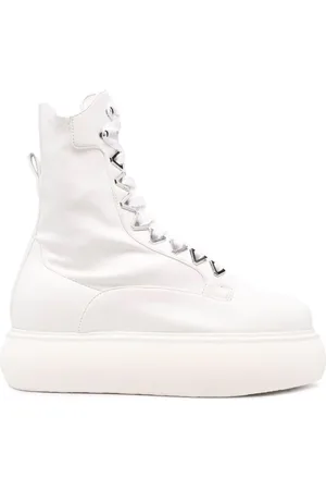 The Attico Schoenen, Dames, Wit, 40 EU, Leer, Selene Platform Enkellaarsjes