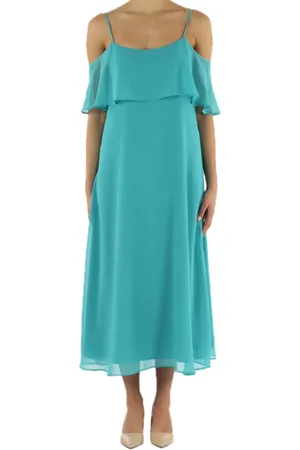 pennyblack Kleedjes, Dames, Blauw, S, Polyester, Luchtige Georgette Jurk met Gerimpelde Top