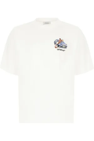 OFF-WHITE Tops, Heren, Wit, S, Katoen, Casual Katoenen T-Shirt in Wit